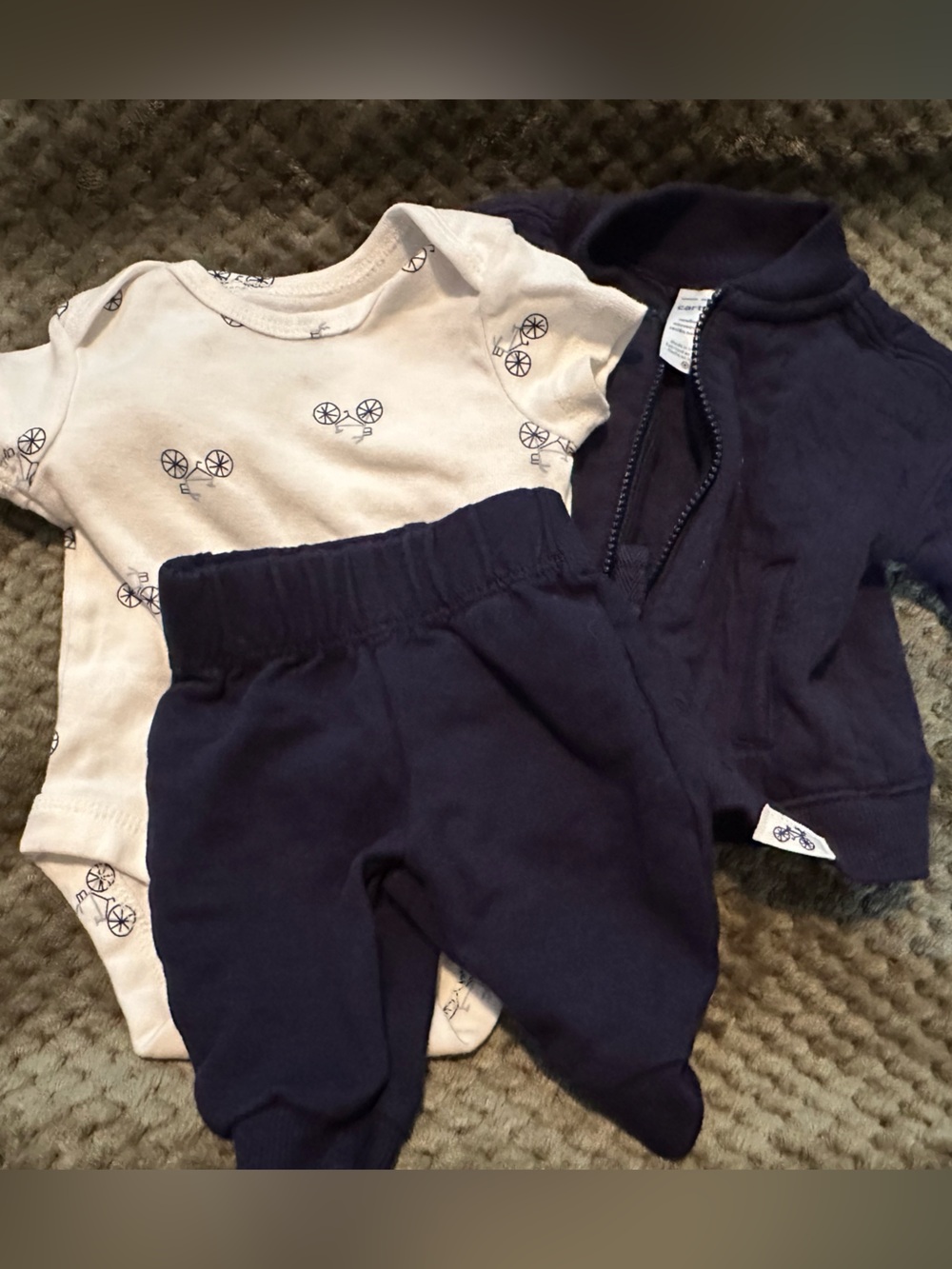 Carter's Navy Blue Newborn Sweat Suit and Onesie